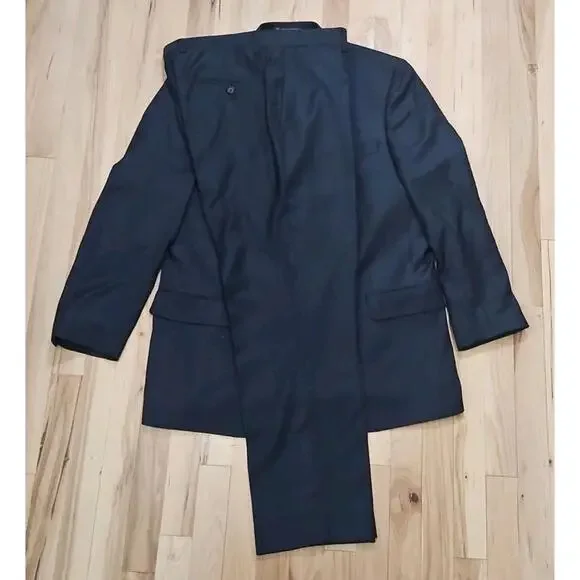 Hart Schaffner Marx Suit Mens 43R 38x29 Blue 2 Piece Navy